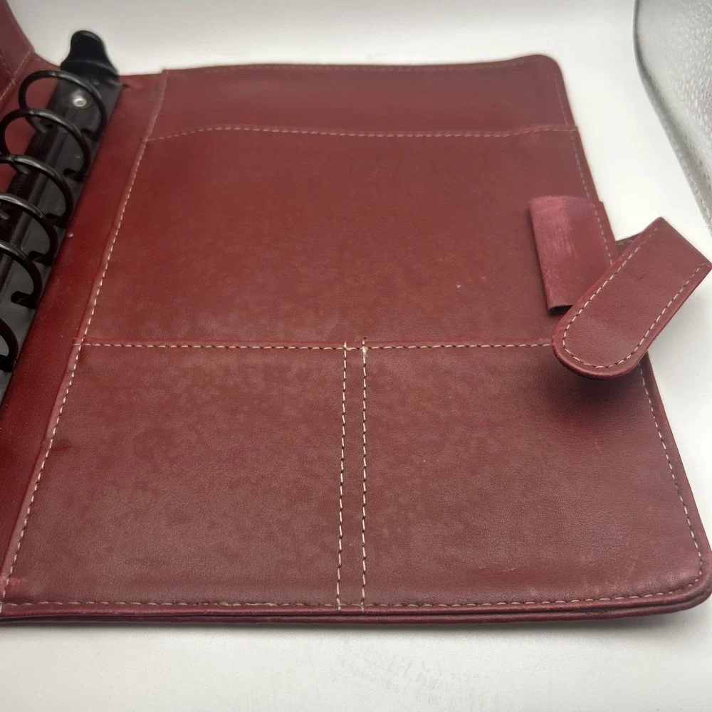 Vintage Day-Timer Burgundy Leather Planner Organizer Desk Size